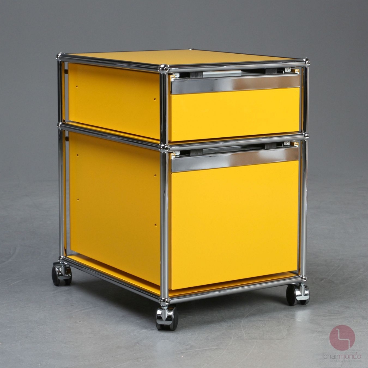 Preview: USM Haller Rollcontainer Gelb mit zwei Schubladen