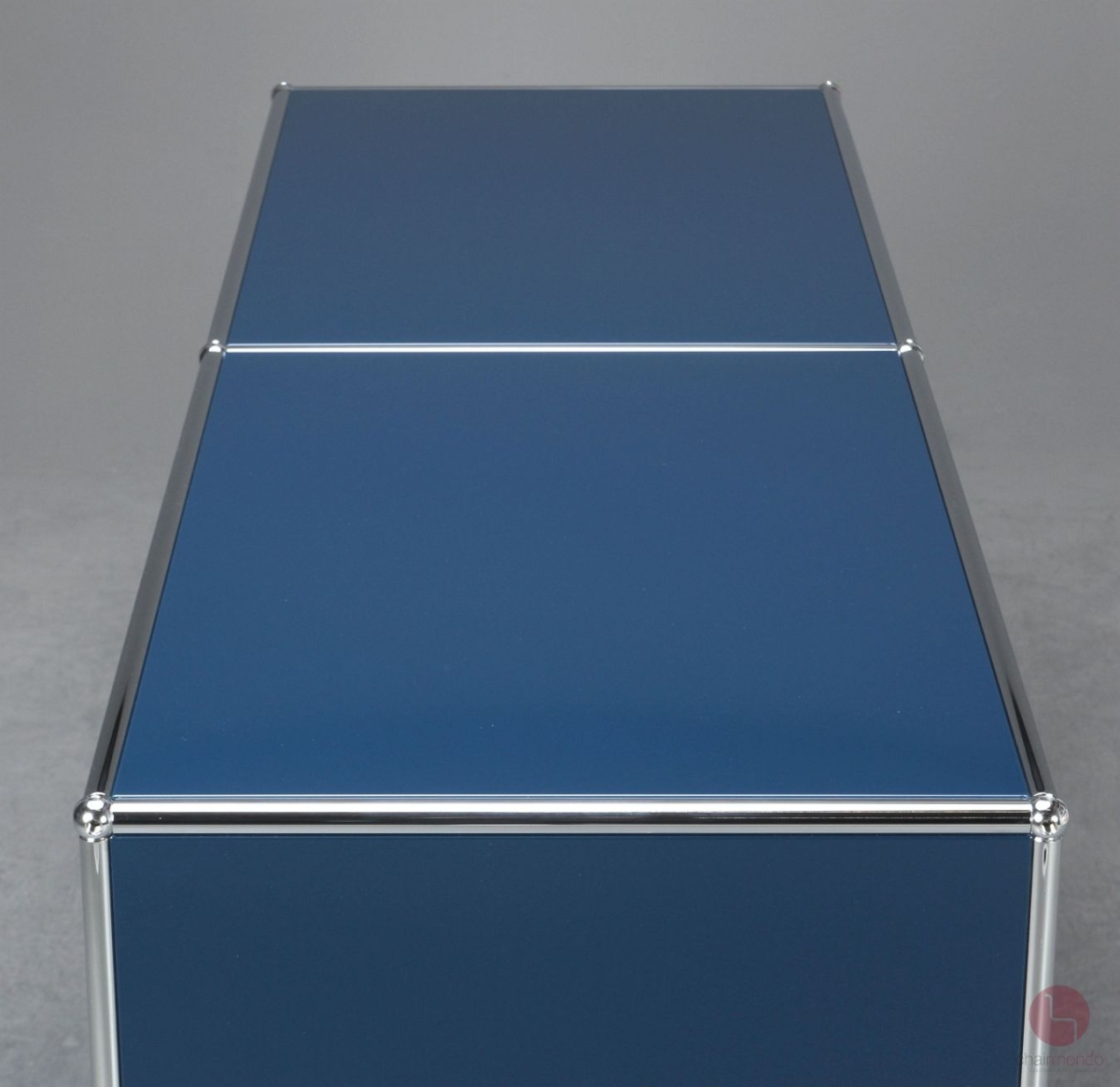 Preview: USM Haller Sideboard Stahlblau mit vier offenen Fächern gebraucht