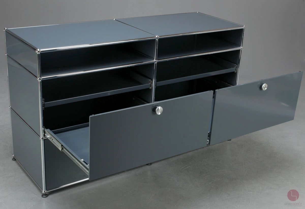 USM Haller Sideboard in Anthrazit mit sechs Fächern und Schubtüren gebraucht