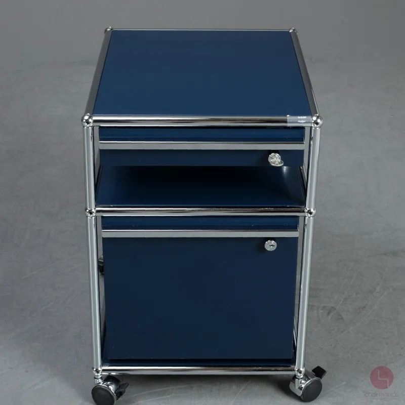 USM Haller Rollcontainer Stahlblau mit zwei Schubladen gebraucht
