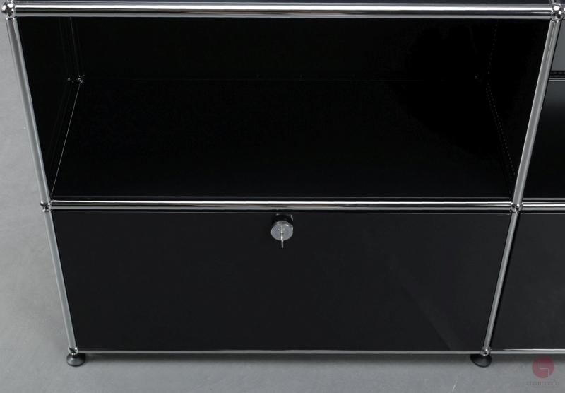 Preview: USM Haller Sideboard Graphitschwarz mit zwei Schubtüren gebraucht