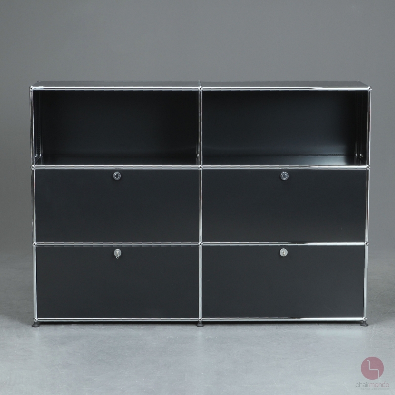 Preview: USM Haller Sideboard Regal Graphit Schwarz mit sechs Fächern + vier Klapptüren gebraucht