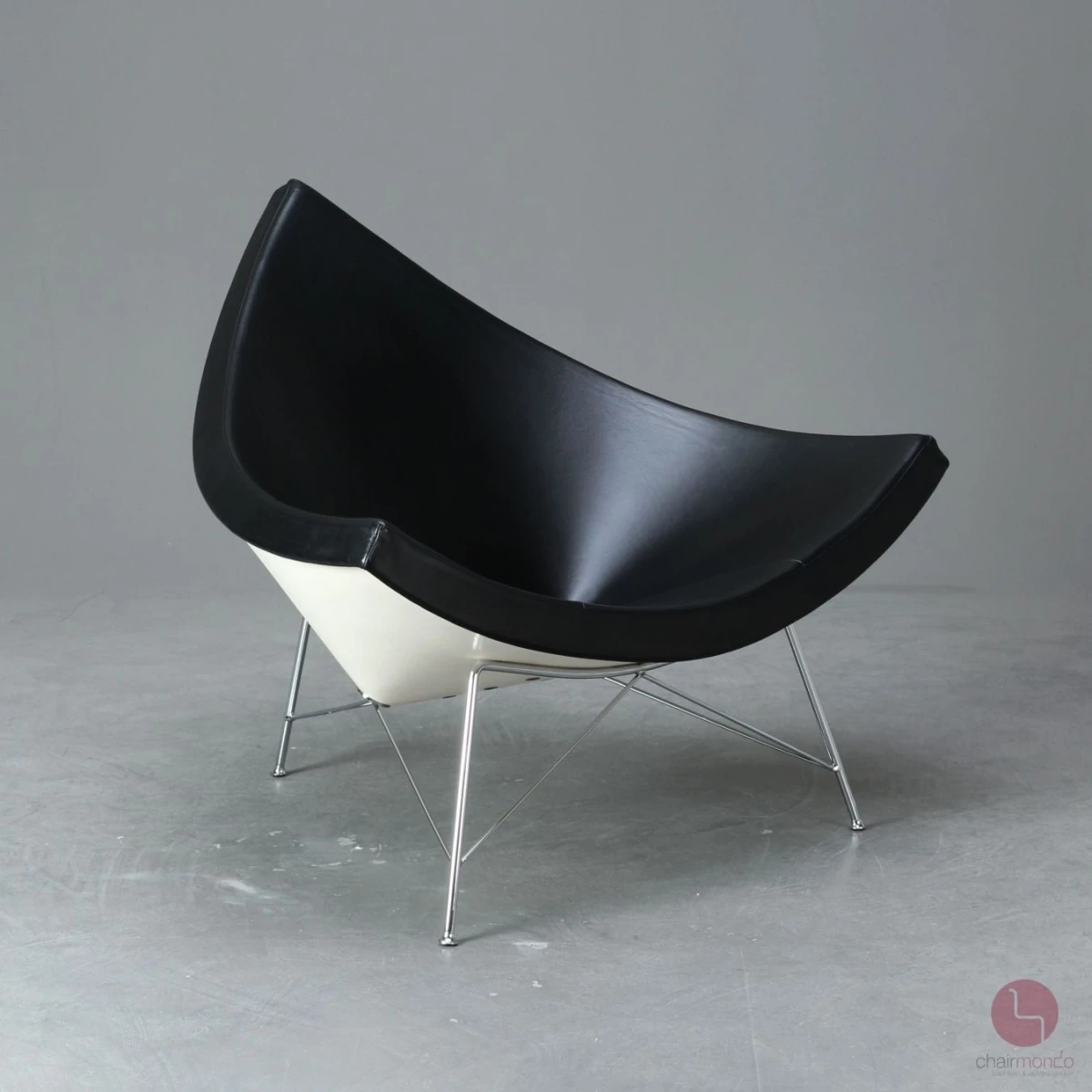 Vitra Coconut Chair Lounge Sessel Leder Schwarz Schale Weiß gebraucht