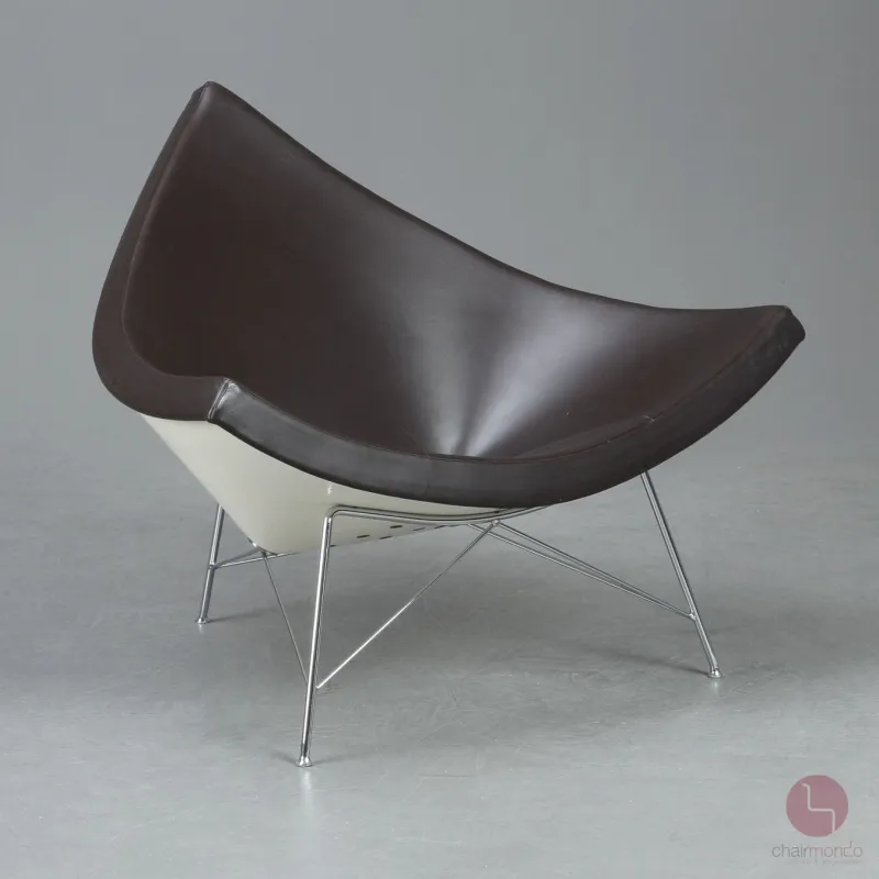 Vitra Coconut Chair mit Ottoman Leder Braun gebraucht