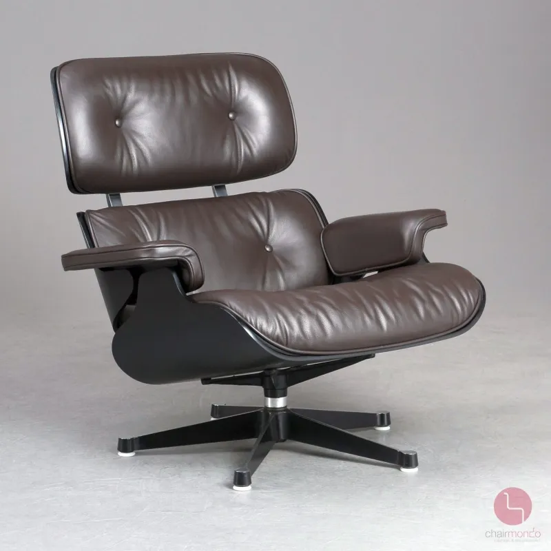 Vitra Eames Lounge Chair Schwarz mit dunkelbraunem Leder gebraucht