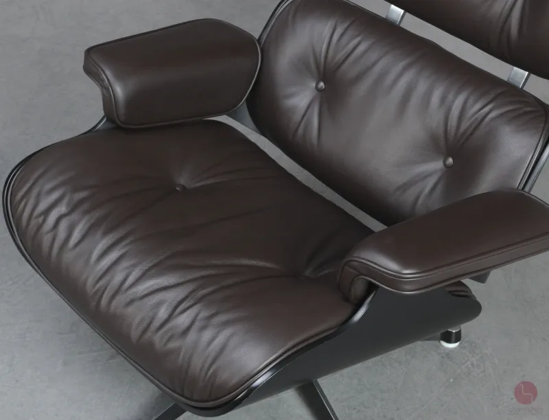 Vitra Eames Lounge Chair Schwarz mit dunkelbraunem Leder gebraucht