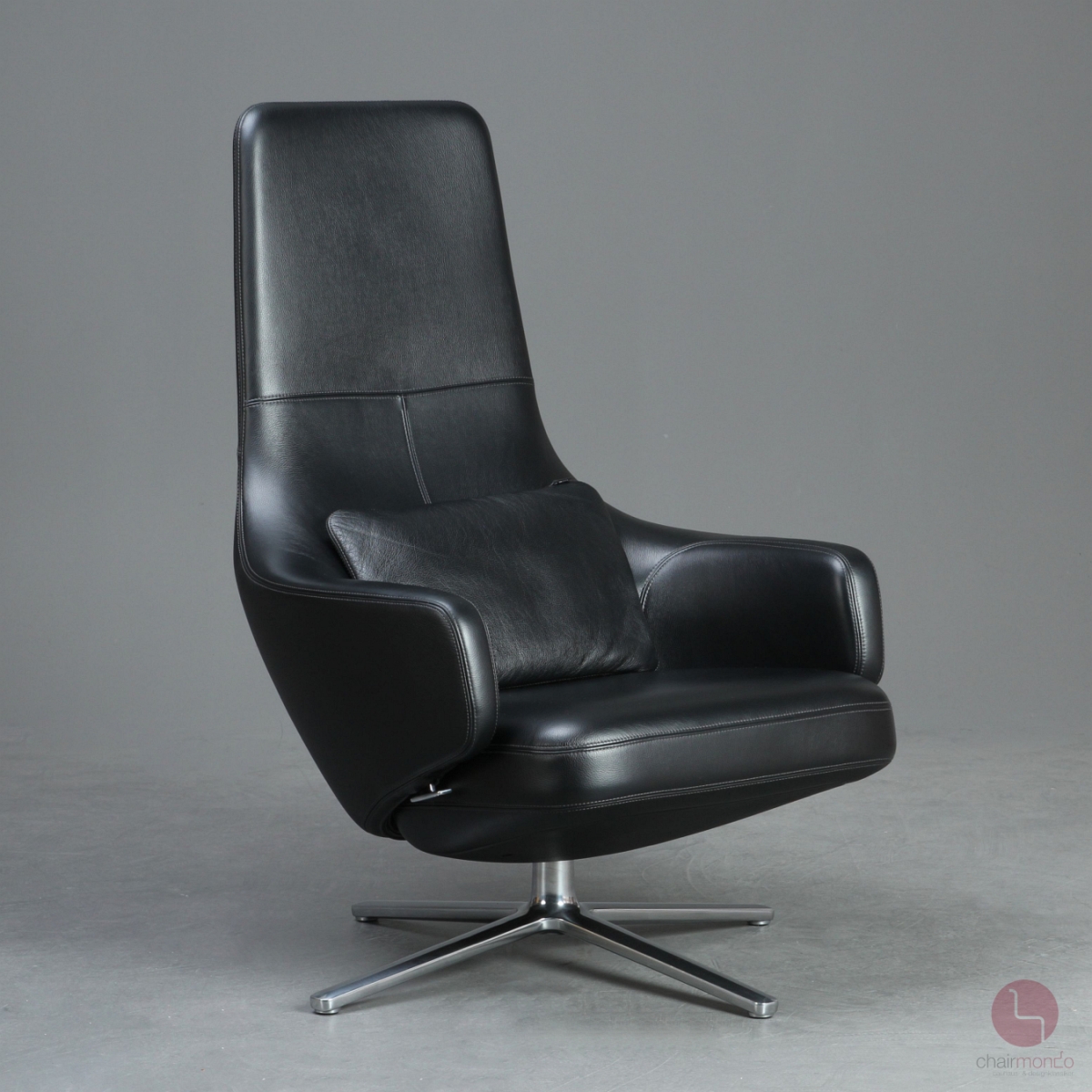 Preview: Vitra Repos Sessel Leder Schwarz und Fußbank gebraucht