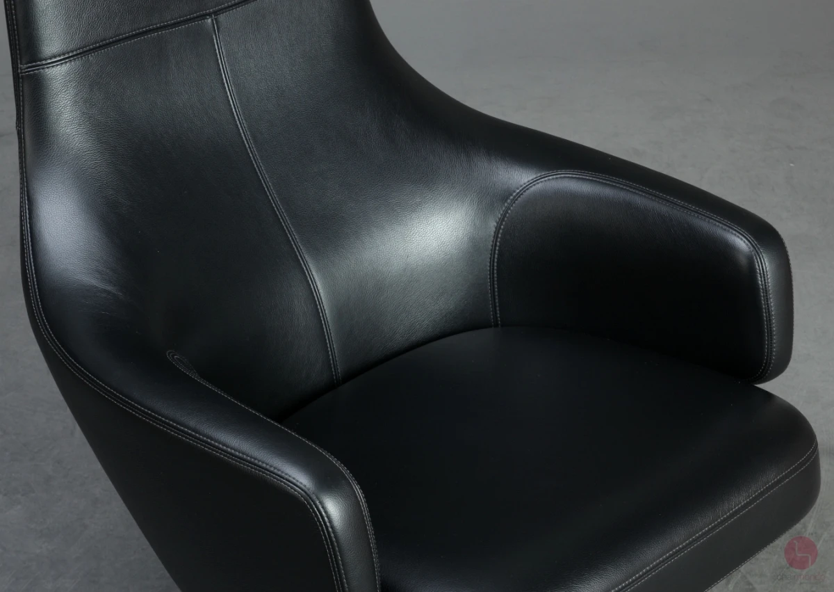 Vitra Repos Sessel Leder Schwarz und Fußbank gebraucht