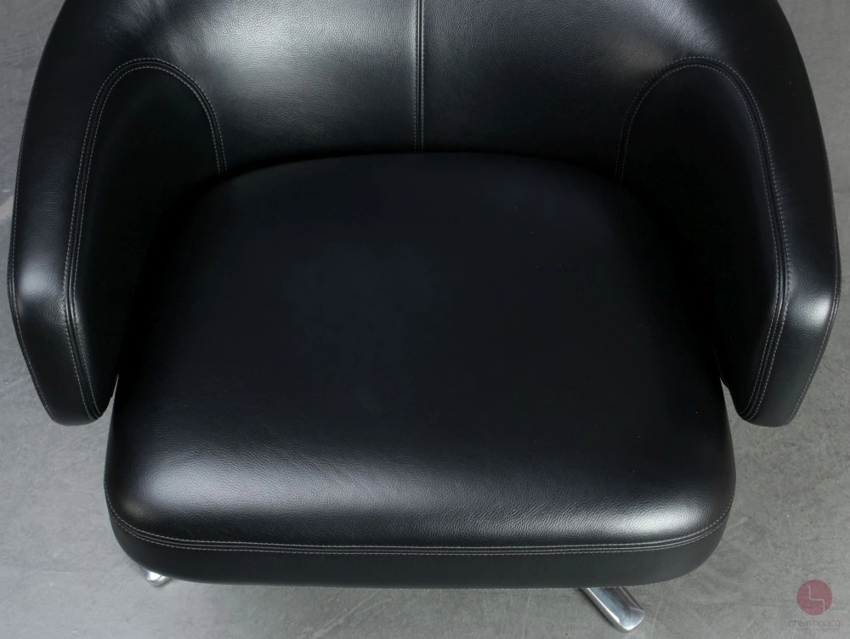 Vitra Repos Sessel Leder Schwarz und Fußbank gebraucht