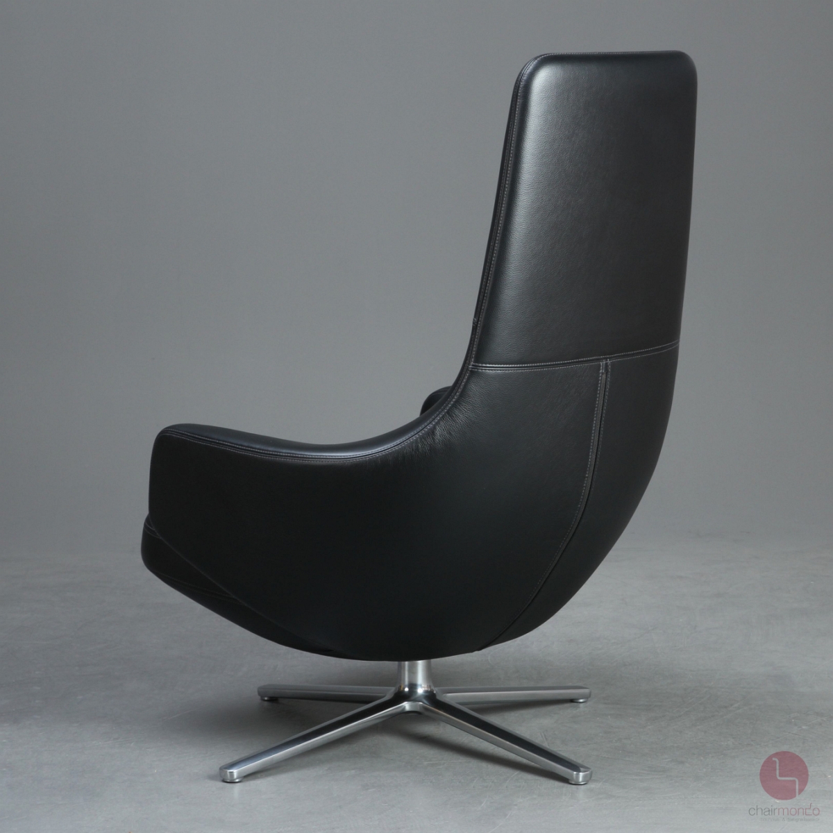 Preview: Vitra Repos Sessel Leder Schwarz und Fußbank gebraucht