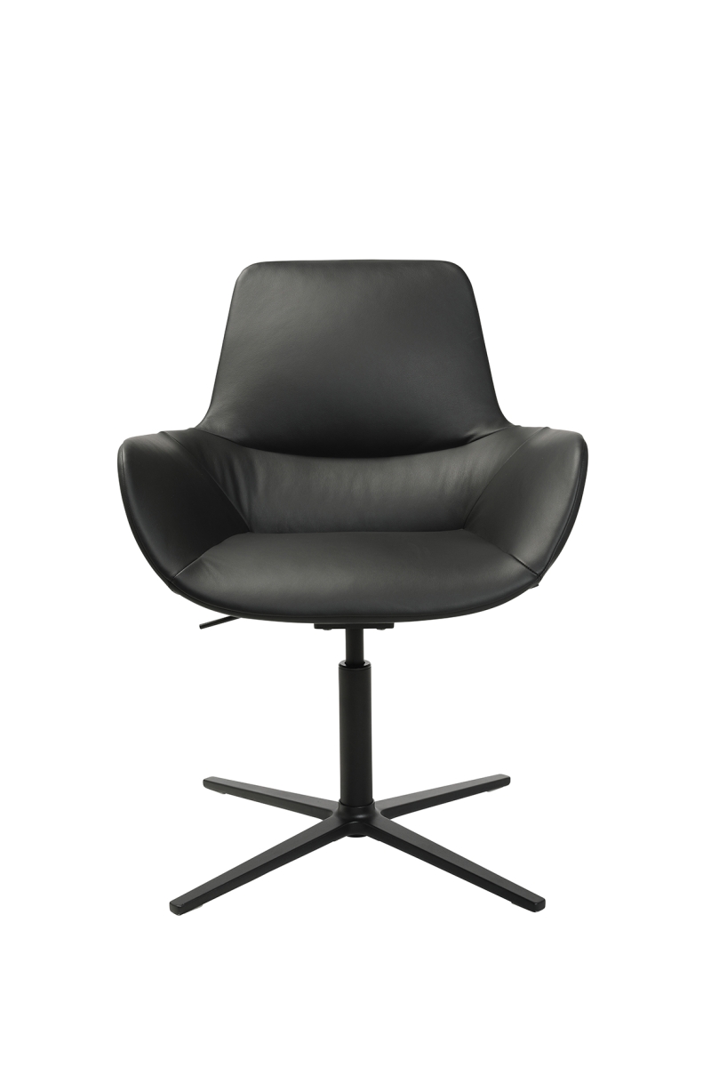 Preview: Wagner W-Club Sessel schwarzes Leder 4 Strahl Gestell Frontansicht