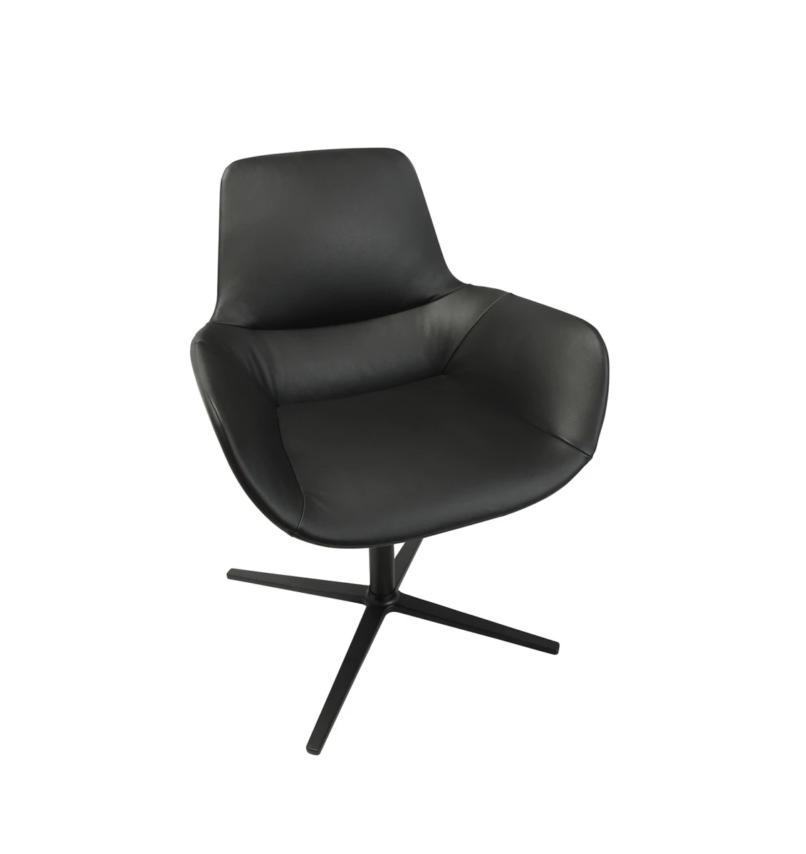 Wagner W-Club Sessel schwarzes Leder 4 Strahl Gestell