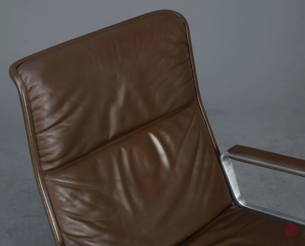 Wilkhahn Lounge Sessel und Ottomane Leder braun - gebraucht