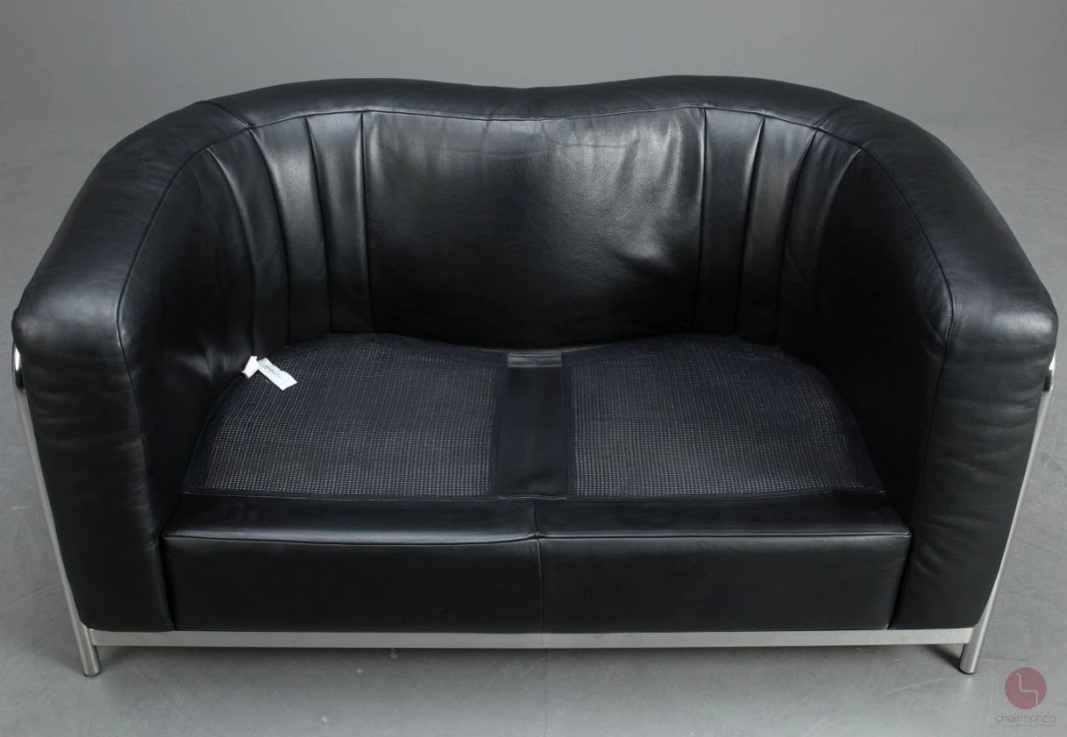Zanotta Onda 2-Sitzer Sofa Leder Schwarz gebraucht