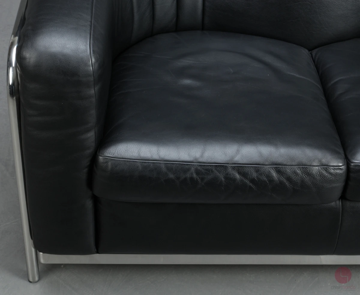 Zanotta Onda 2-Sitzer Sofa Leder Schwarz gebraucht