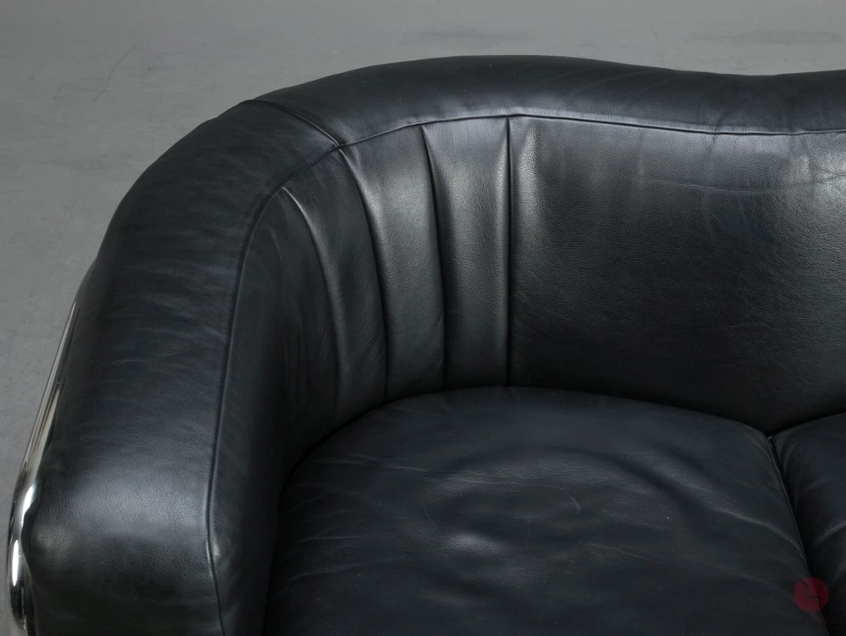Zanotta Onda 2-Sitzer Sofa Leder Schwarz gebraucht