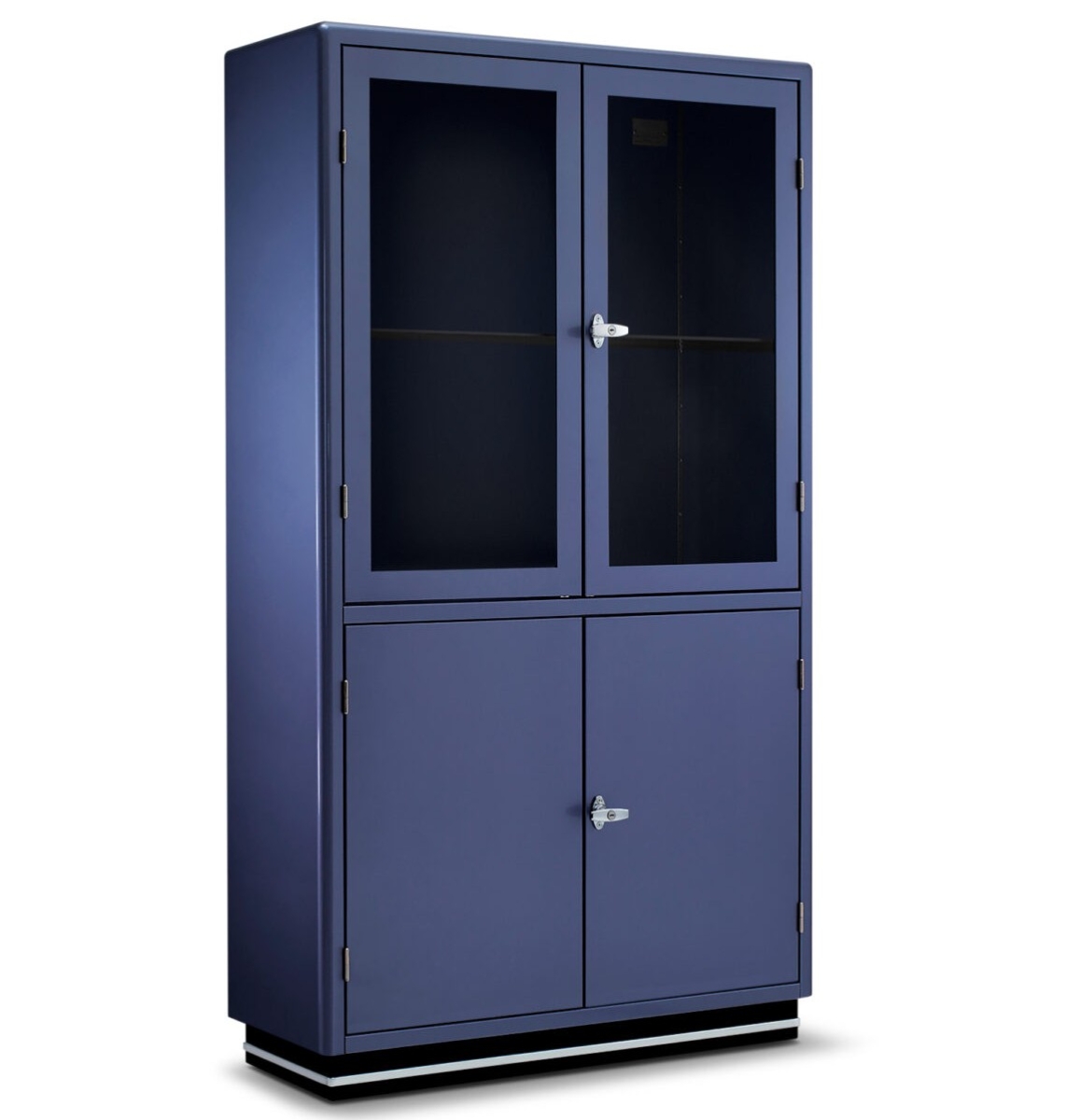 Preview: müller möbelfabrikation SB424 Vitrine mit Glas und Metall Türen in blau