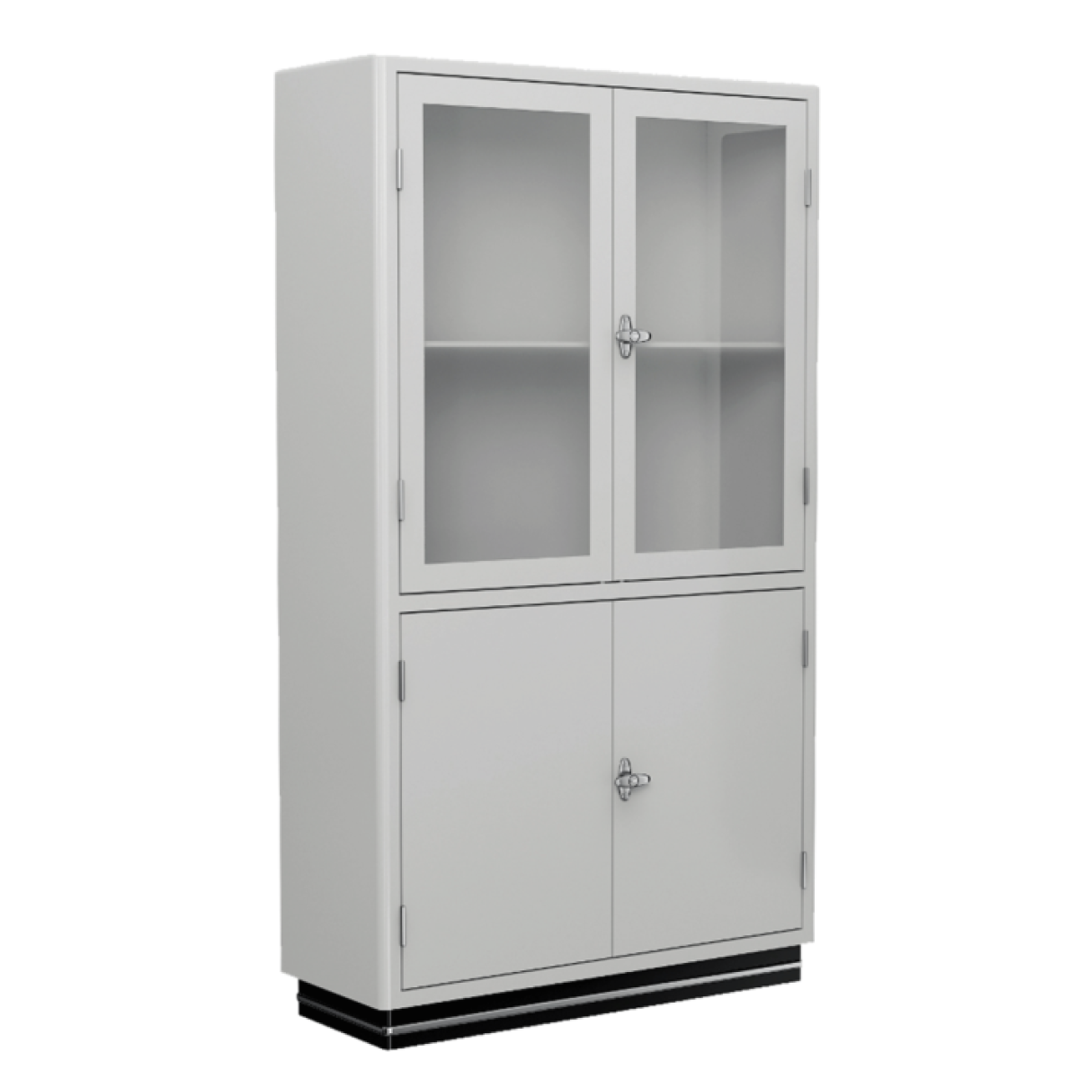 Preview: müller möbelfabrikation SB424 Vitrine mit Glas und Metall Türen in weiß