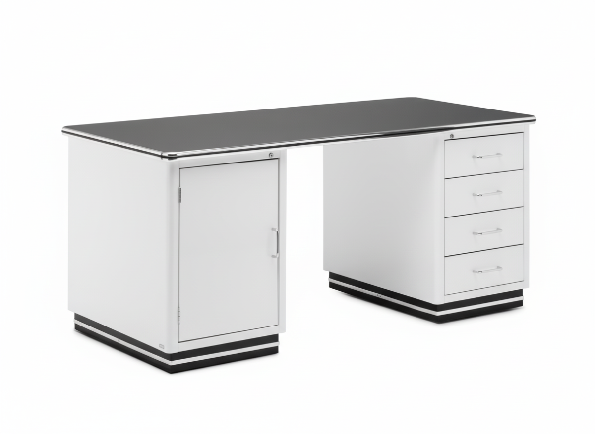 Preview: müller möbelfabrikation TB228-18 Schreibtisch in weiß mit 2 Containern