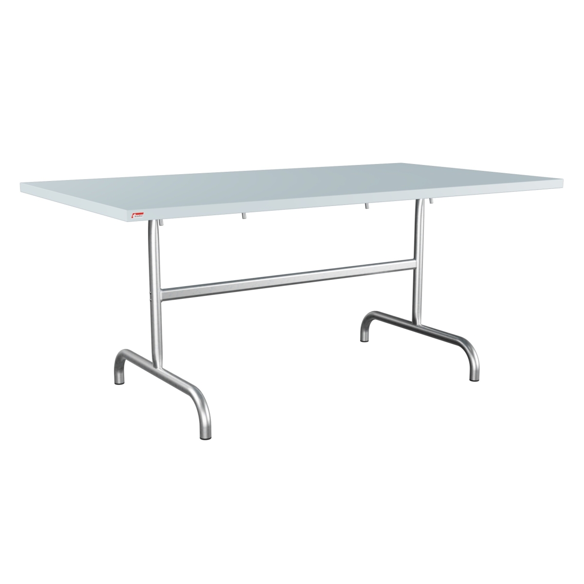 Preview: Schaffner Säntis quadratischer Metalltisch 165x90 pastellblau und feuerverzinkt