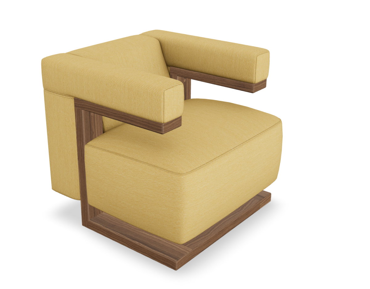 Preview: Tecta F51 Gelb mit Nussbaum Gestell