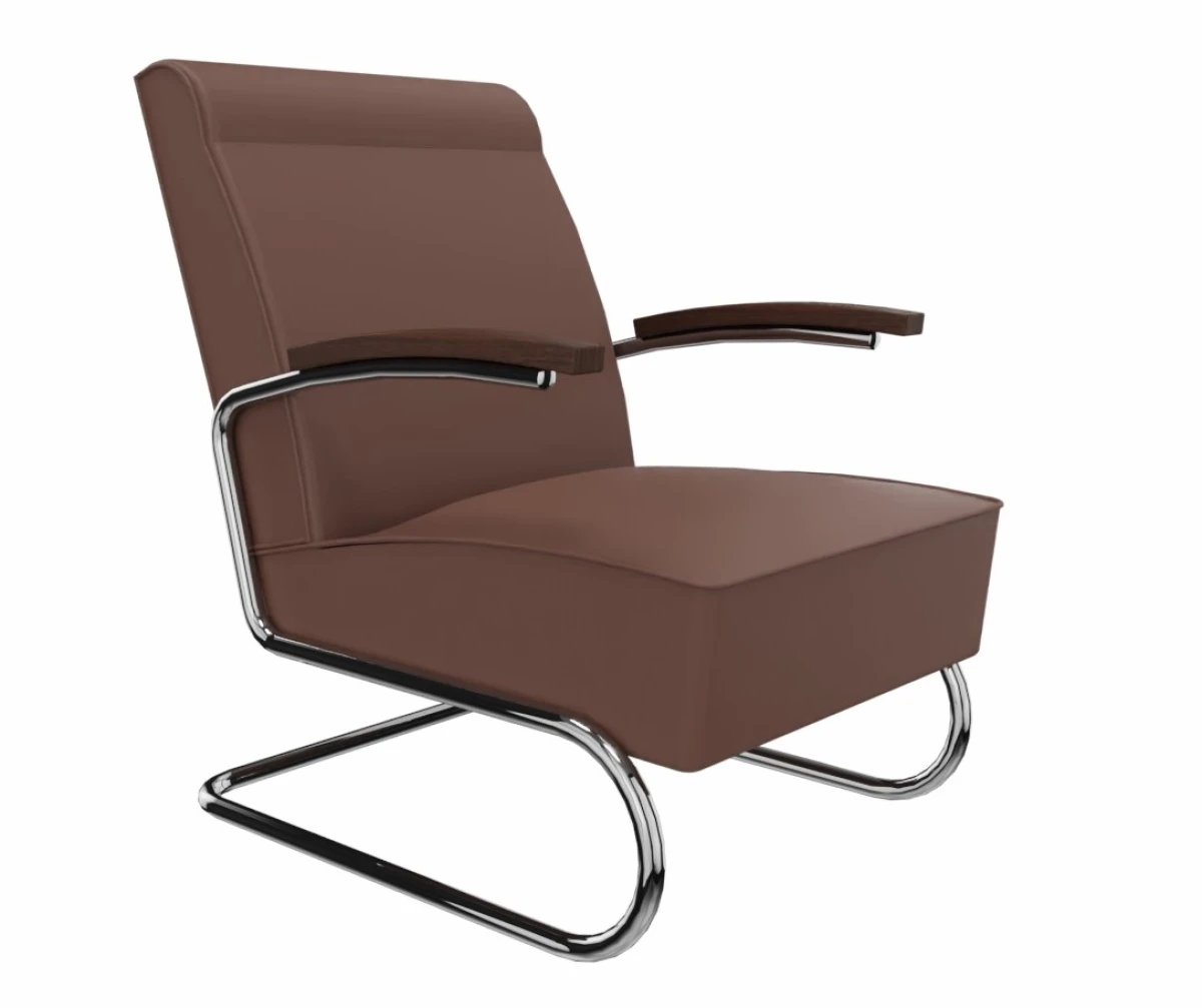 Thonet S412 Nubukleder Grün + mit Eiche Armlehnen