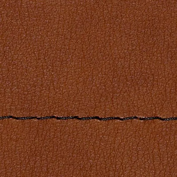 Leder III - Nappaleder mittelbraun, Garn schwarz, Doppelsteppnaht