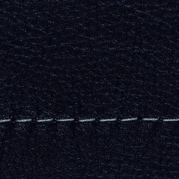 Leder III - Nappaleder schwarz, Garn grau, Doppelsteppnaht