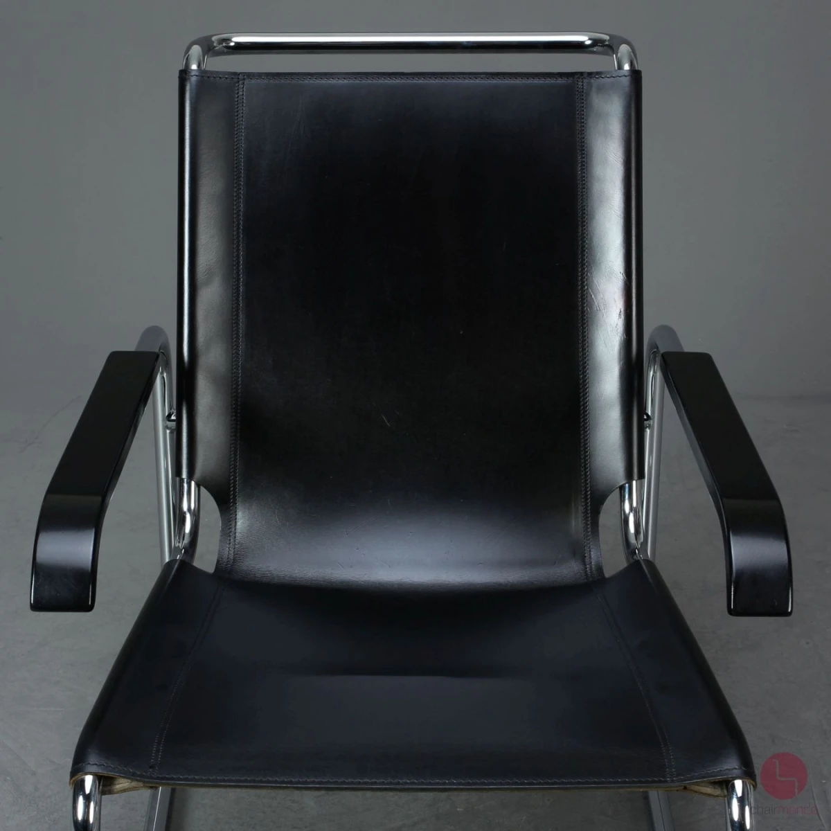 Thonet S35 L Freischwinger Sessel mit schwarzem Leder gebraucht