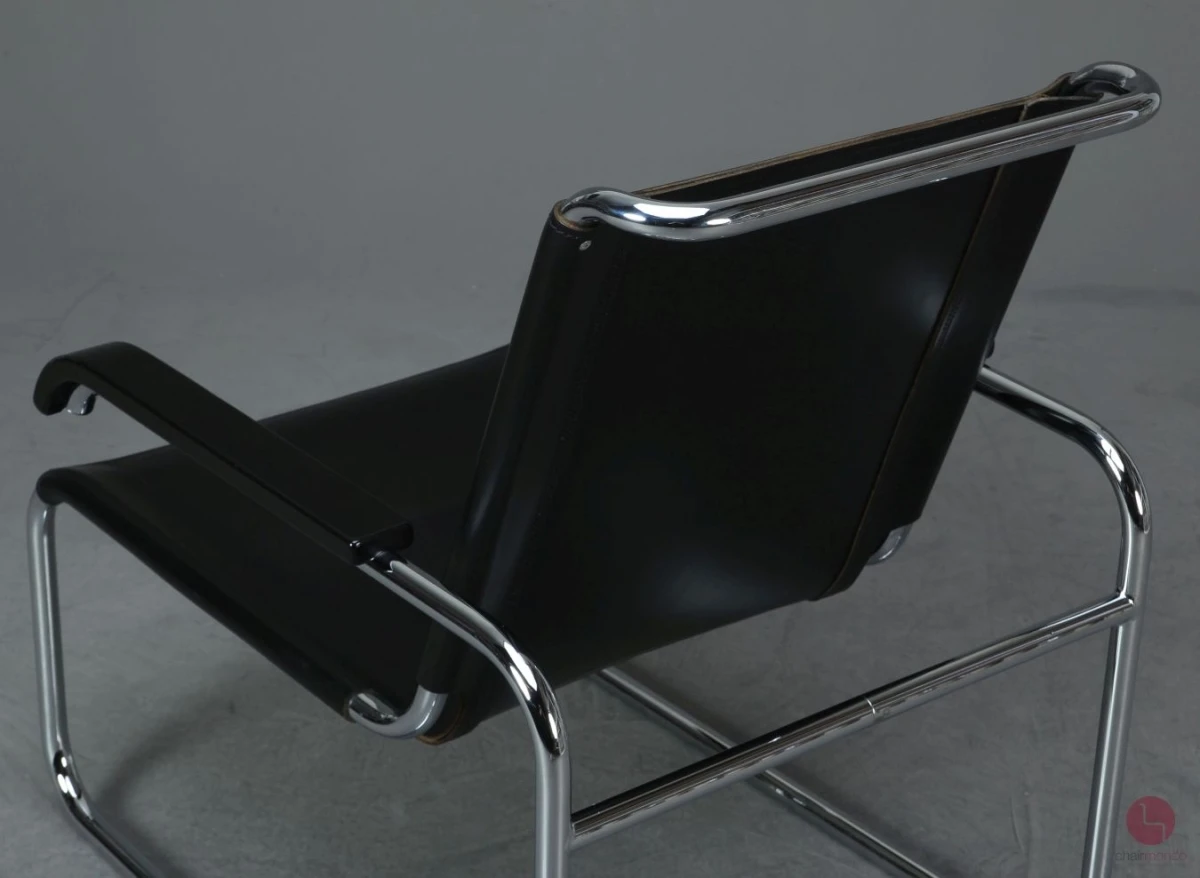 Thonet S35 L Freischwinger Sessel mit schwarzem Leder gebraucht Thonet S35 L Freischwinger Sessel mit schwarzem Leder gebraucht