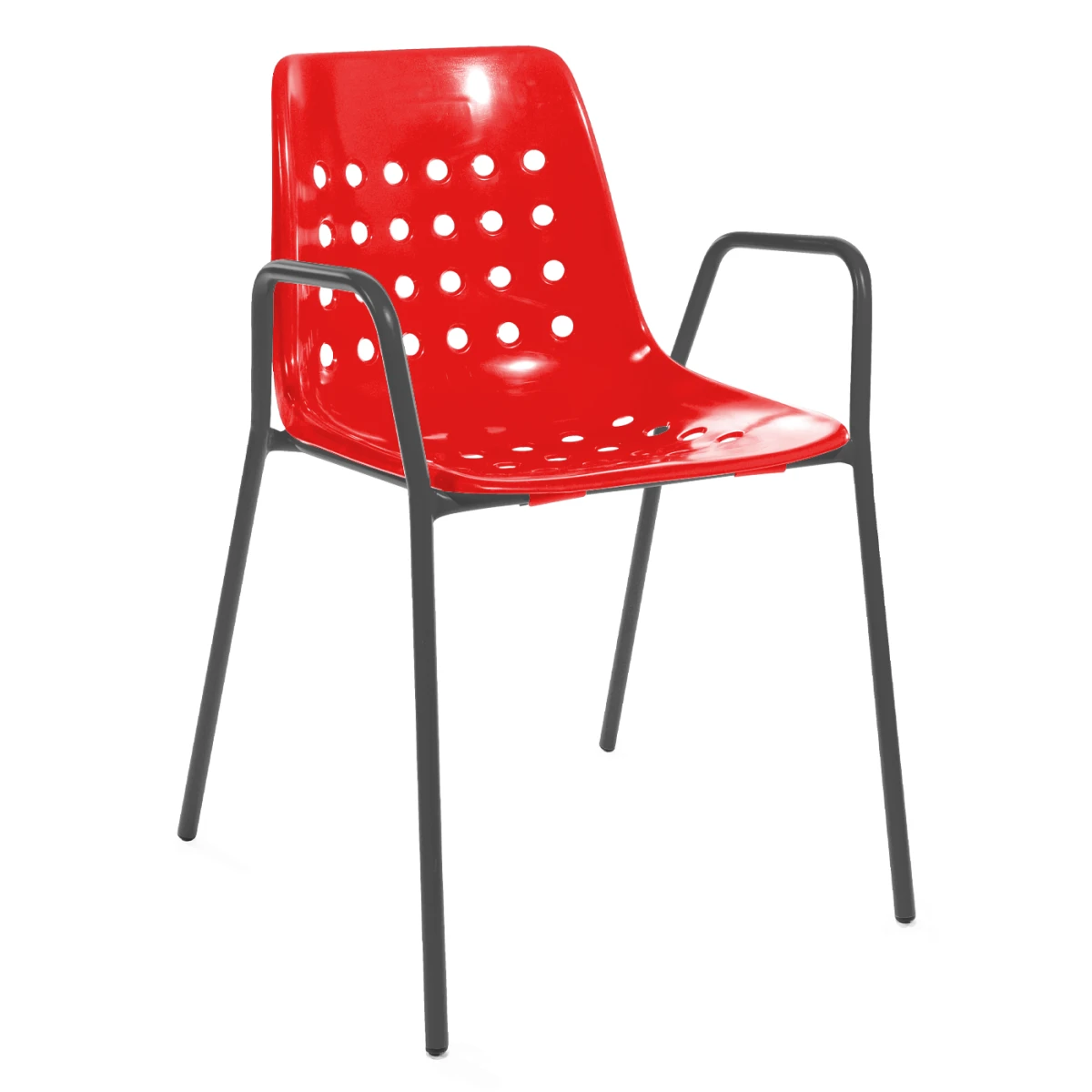 Stuhl Bermuda mit Armlehnen, zweifarbig in Rot mit schwarzem Gestell – moderner Farbmix für Garten und Terrasse