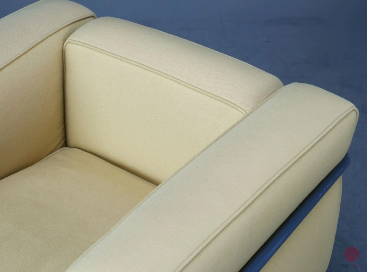 Cassina LC2 Le Corbusier Sessel Stoff Gelb gebraucht Cassina LC2 Le Corbusier Sessel Stoff Gelb gebraucht