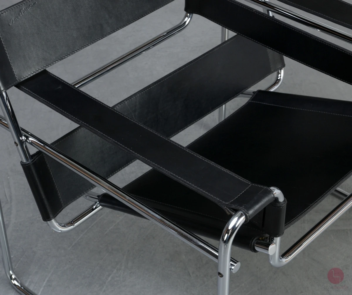 Gavina Wassily Chair mit schwarzem Leder Gavina Wassily Chair mit schwarzem Leder