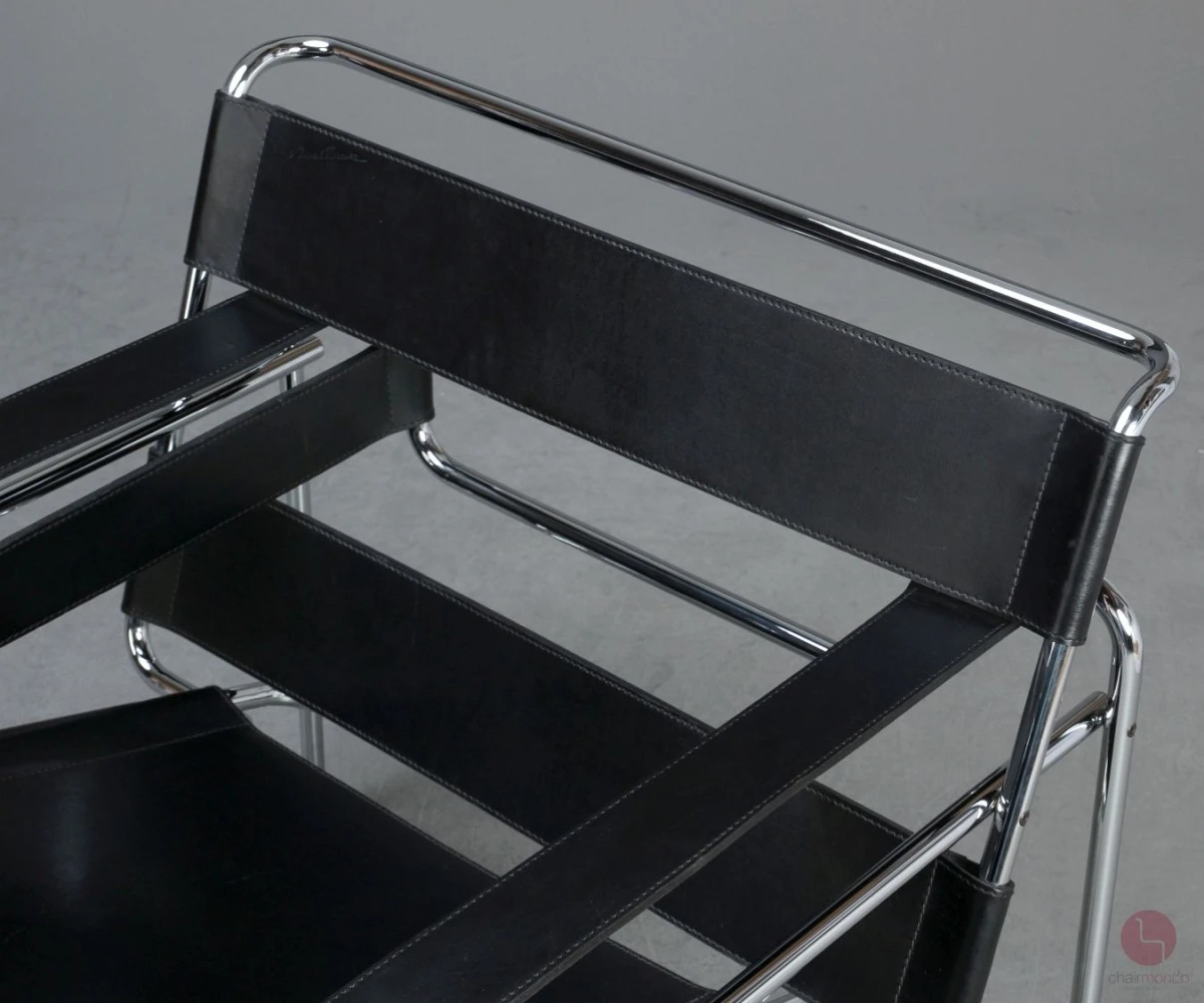 Gavina Wassily Chair mit schwarzem Leder Gavina Wassily Chair mit schwarzem Leder