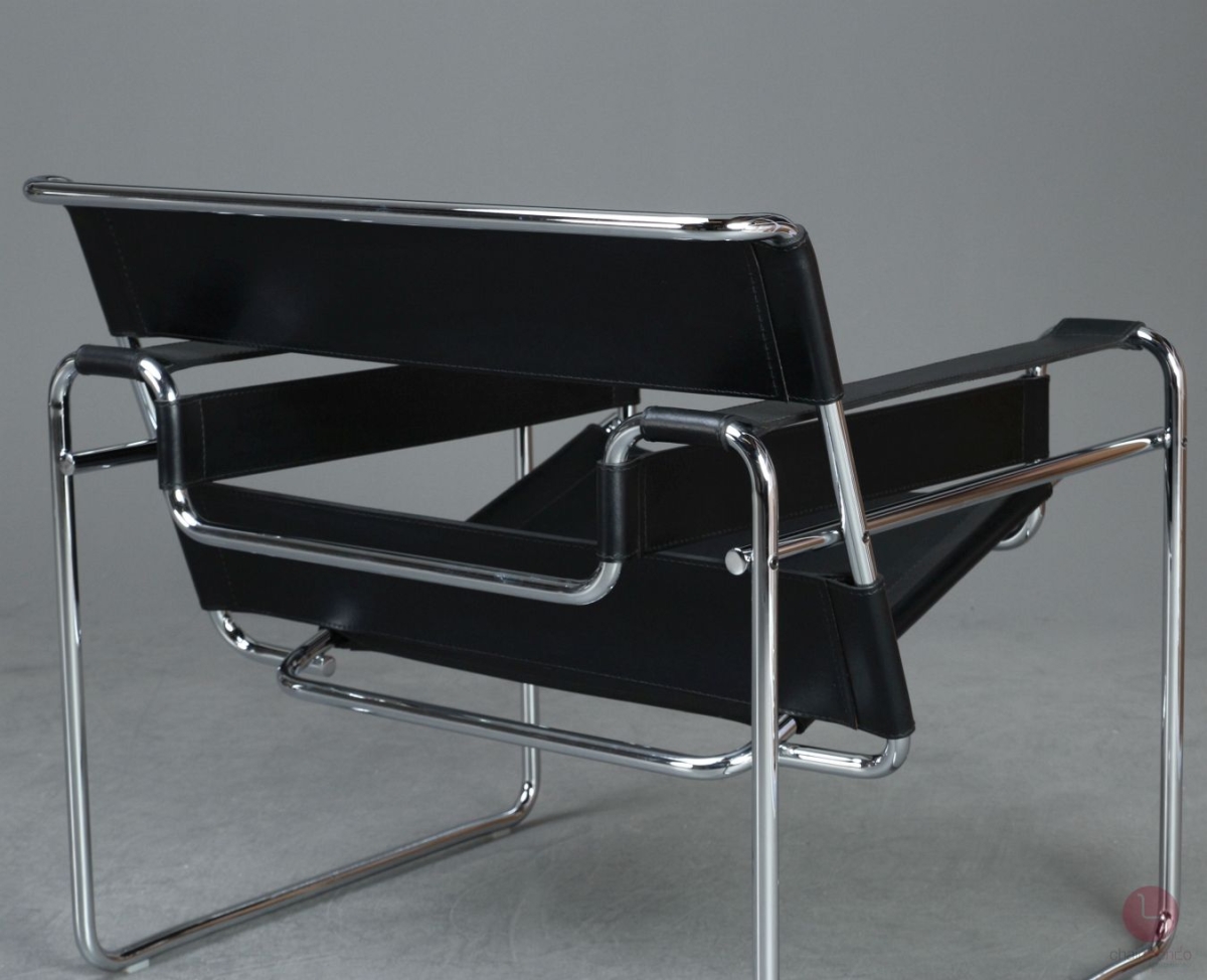 Gavina / Knoll Wassily Chair Kernleder schwarz gebraucht Rückansicht Detail