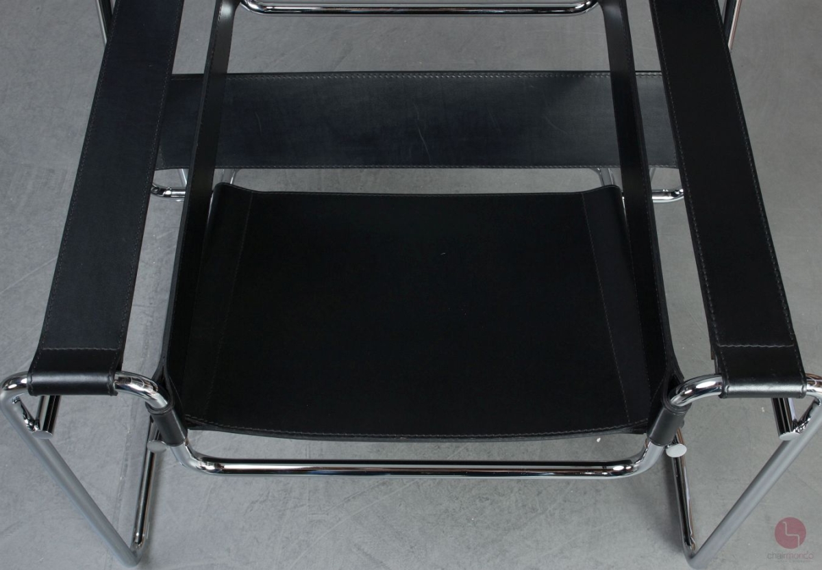 Gavina / Knoll Wassily Chair Kernleder schwarz gebraucht Detailansicht