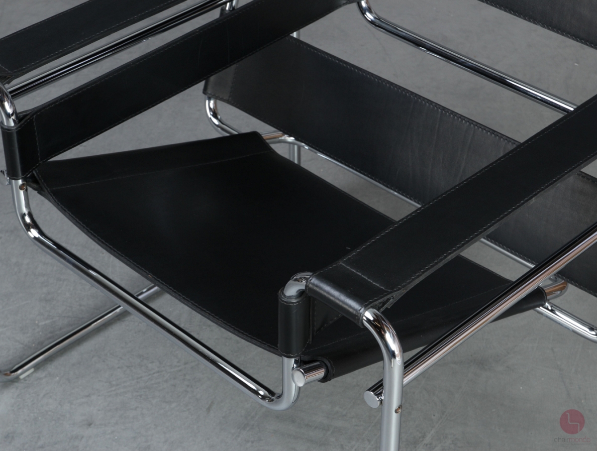 Gavina / Knoll Wassily Chair Kernleder schwarz gebraucht Detailansicht