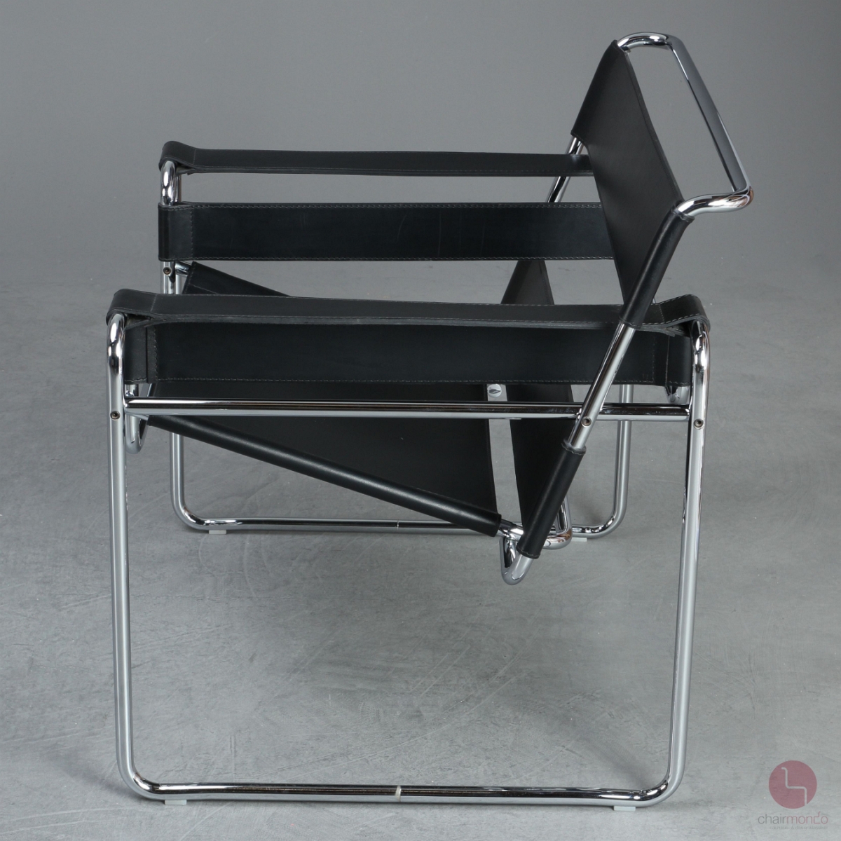 Gavina / Knoll Wassily Chair Kernleder schwarz gebraucht Seitenansicht