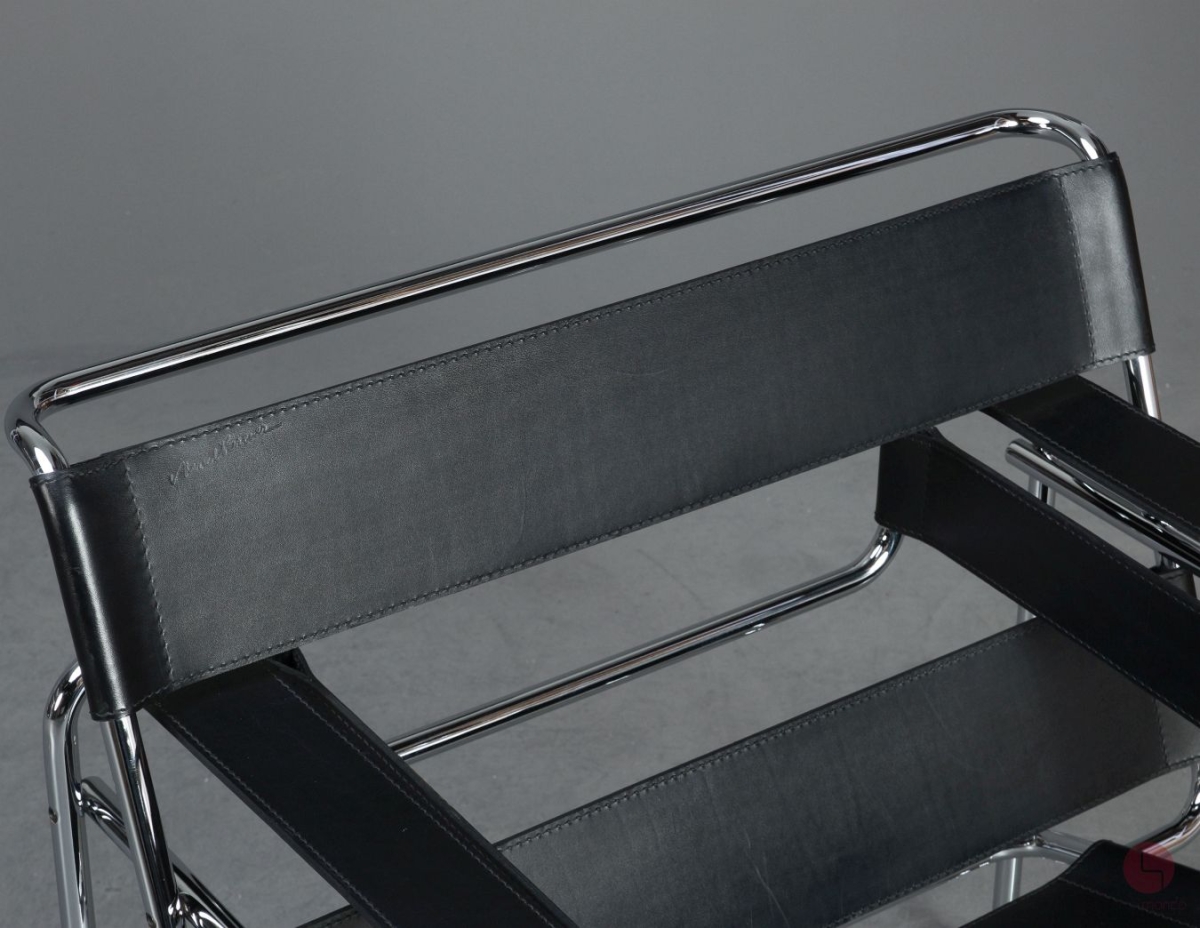 Gavina / Knoll Wassily Chair Kernleder schwarz gebraucht Detailansicht