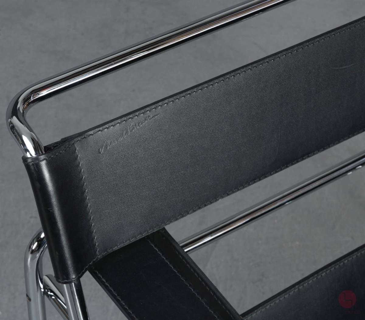 Gavina / Knoll Wassily Chair Kernleder schwarz gebraucht Detailansicht