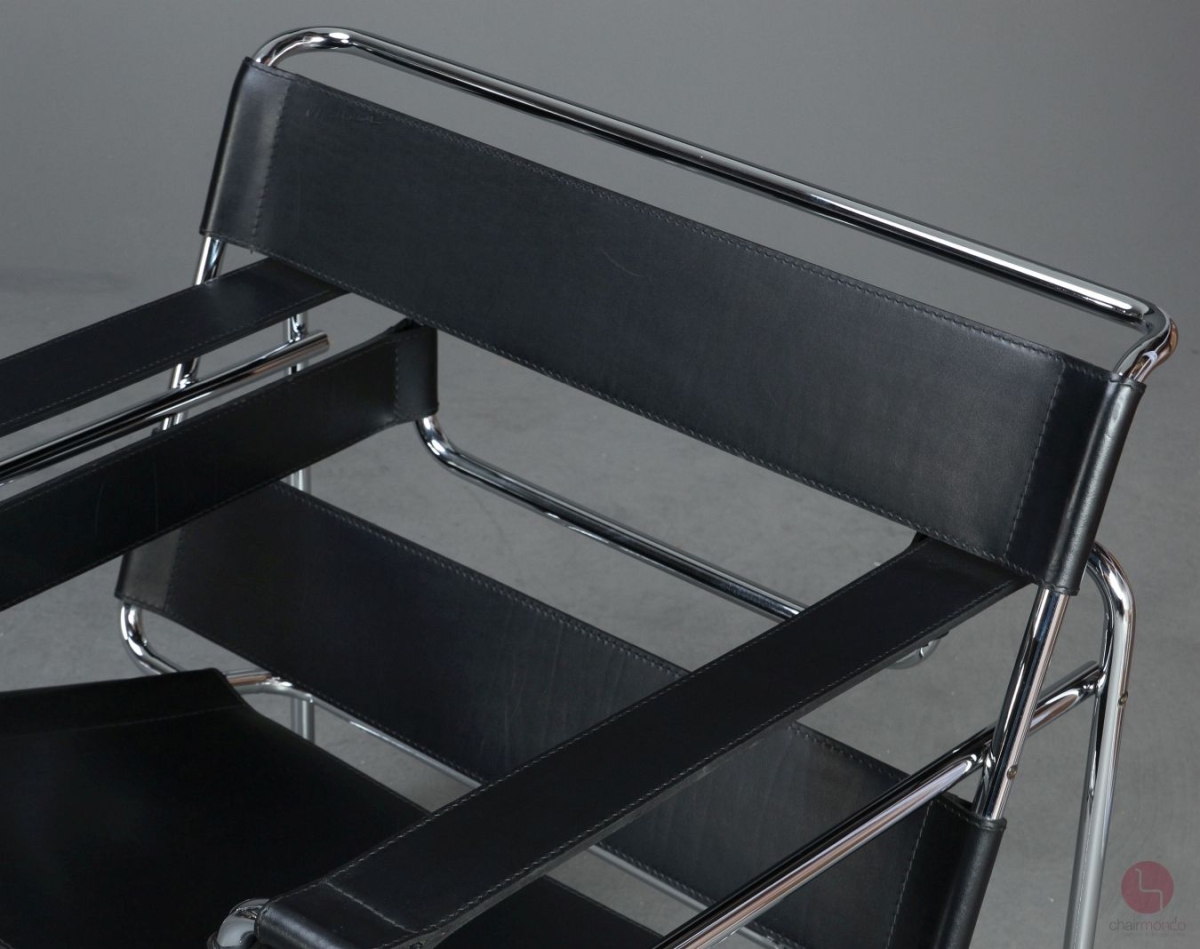 Gavina / Knoll Wassily Chair Kernleder schwarz gebraucht Detailansicht