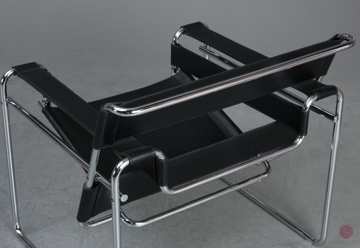 Gavina / Knoll Wassily Chair Kernleder schwarz gebraucht Rückansicht Detail