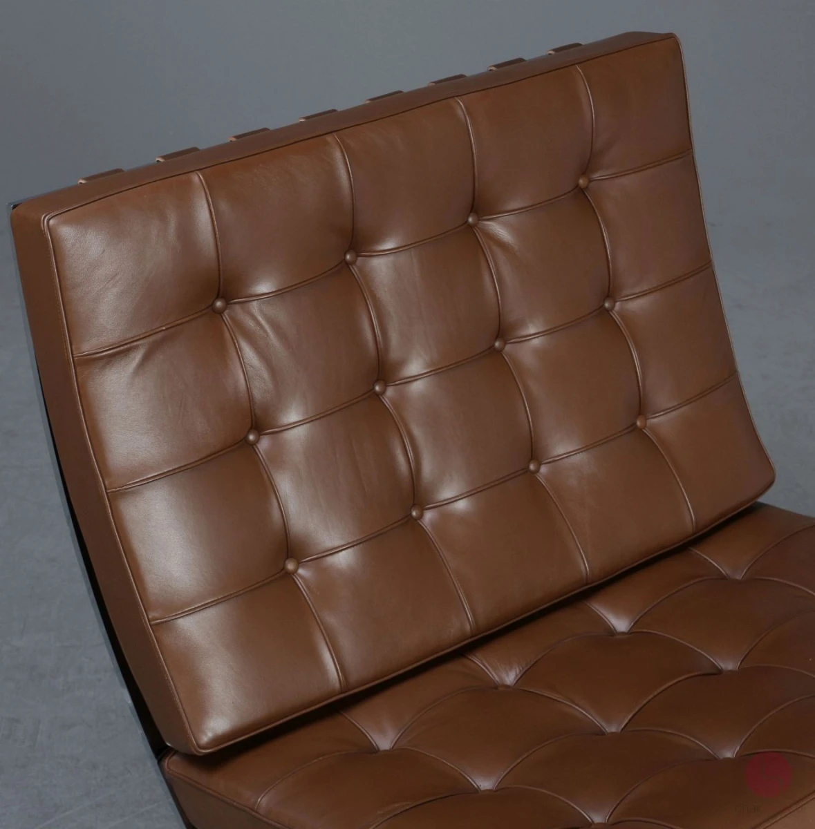 Knoll Barcelona Chair mit Ottoman mit braunem Leder gebraucht