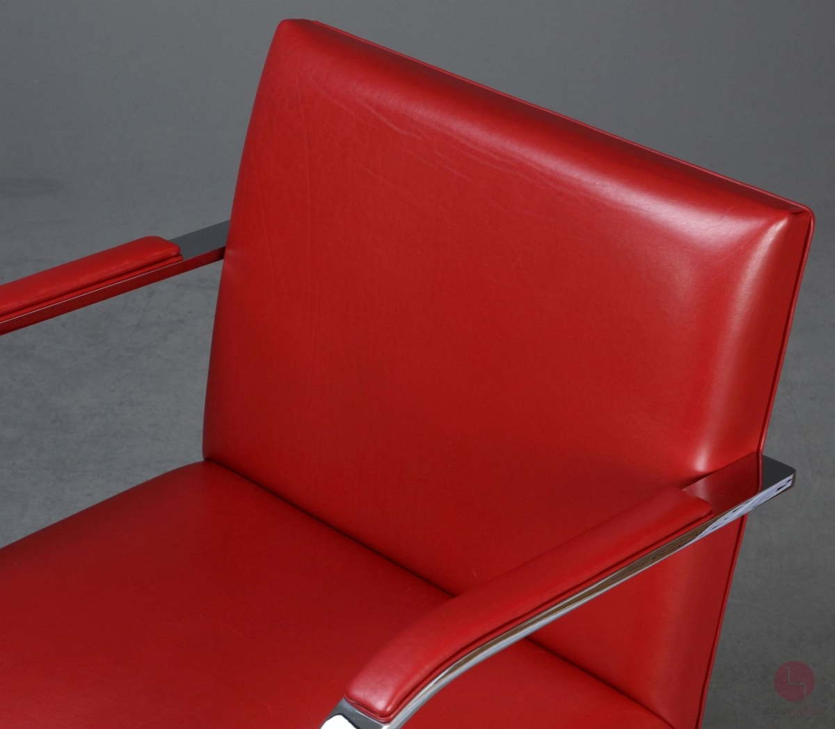 Knoll Brno Freischwinger mit rotem Leder und verchromtem Gestell gebraucht
