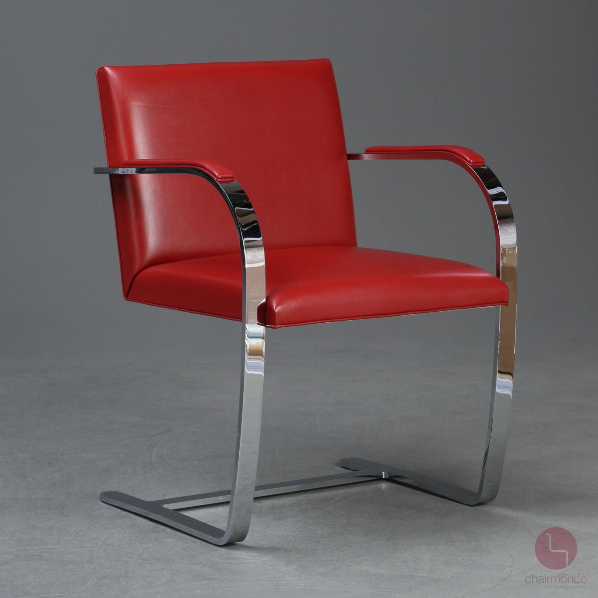 Knoll Brno Freischwinger mit rotem Leder und verchromtem Gestell gebraucht