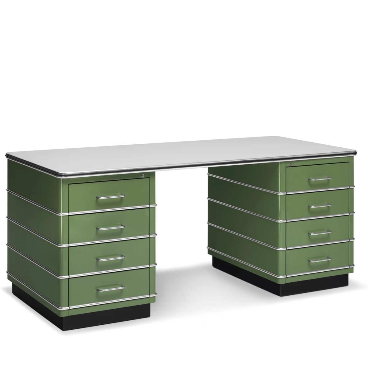 Müller Möbelfabrikation TB229 Schreibtisch aus Stahl in resedagrün