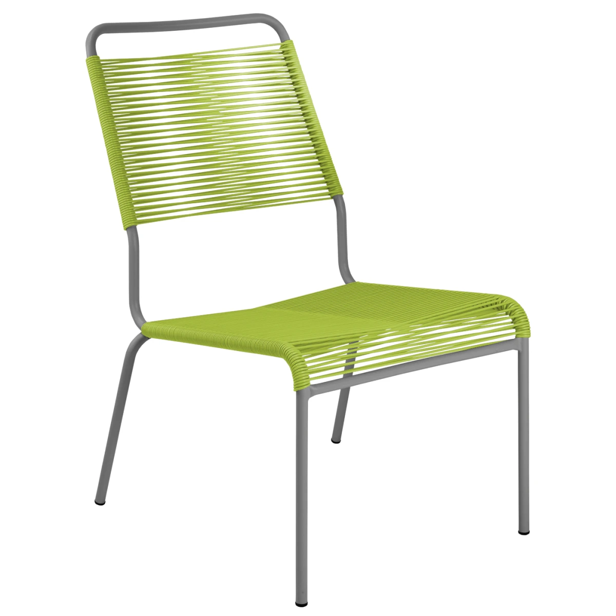 Spaghetti Lounger mit grüner Bespannung und anthrazitfarbenem Gestell – Vorderansicht Spaghetti Lounger mit grüner Bespannung und anthrazitfarbenem Gestell – Vorderansicht