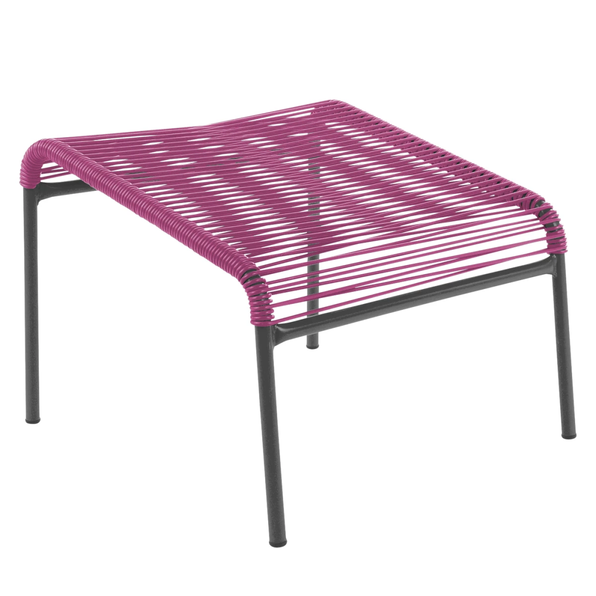 Säntis Lounger Spaghetti Hocker in Pink mit anthrazitfarbenem Gestell