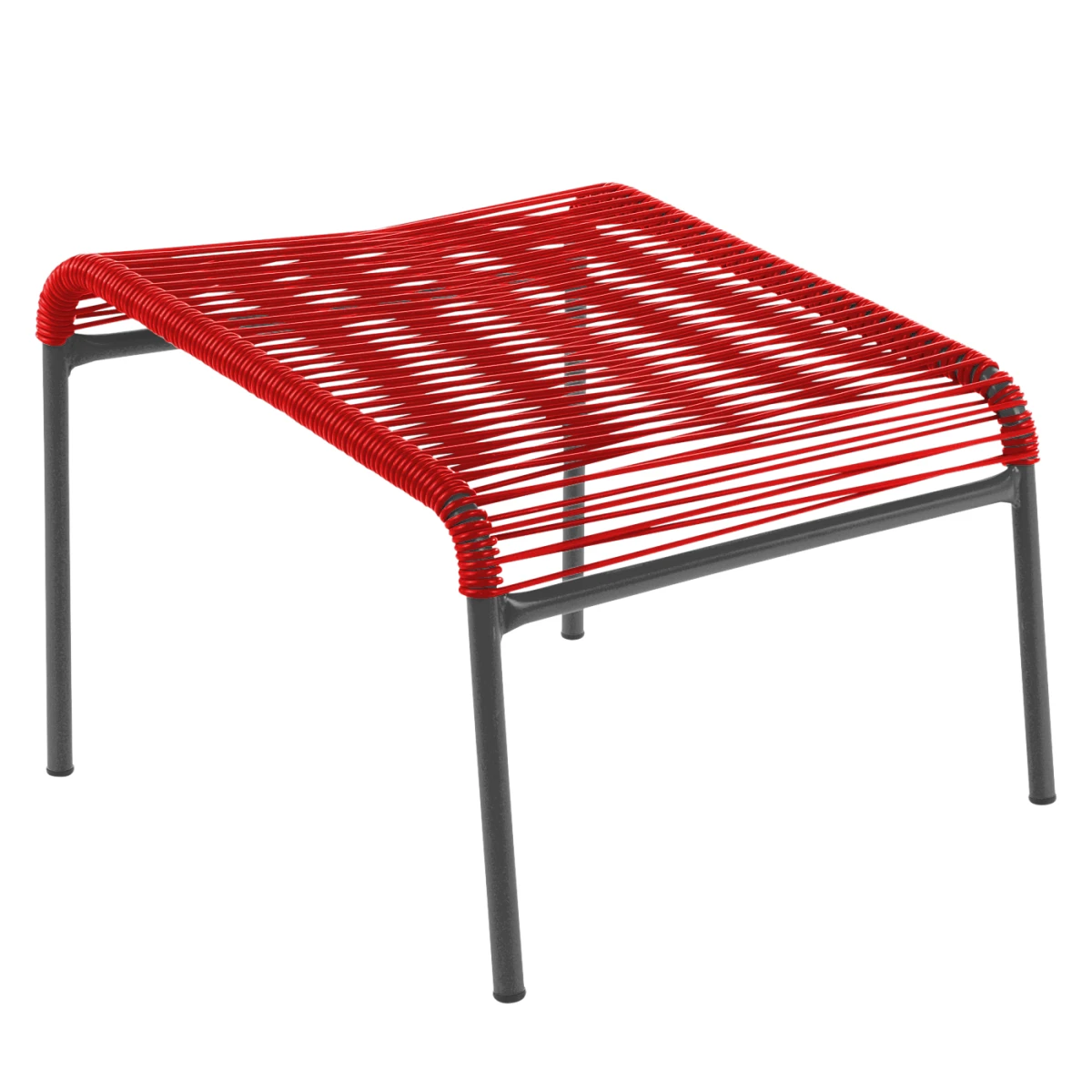 Säntis Lounger Spaghetti Hocker in Rot mit feuerverzinktem Gestell