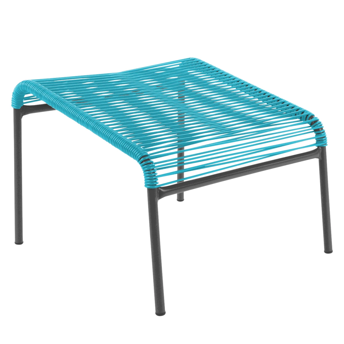 Säntis Lounger Spaghetti Hocker in Türkis mit anthrazitfarbenem Gestell